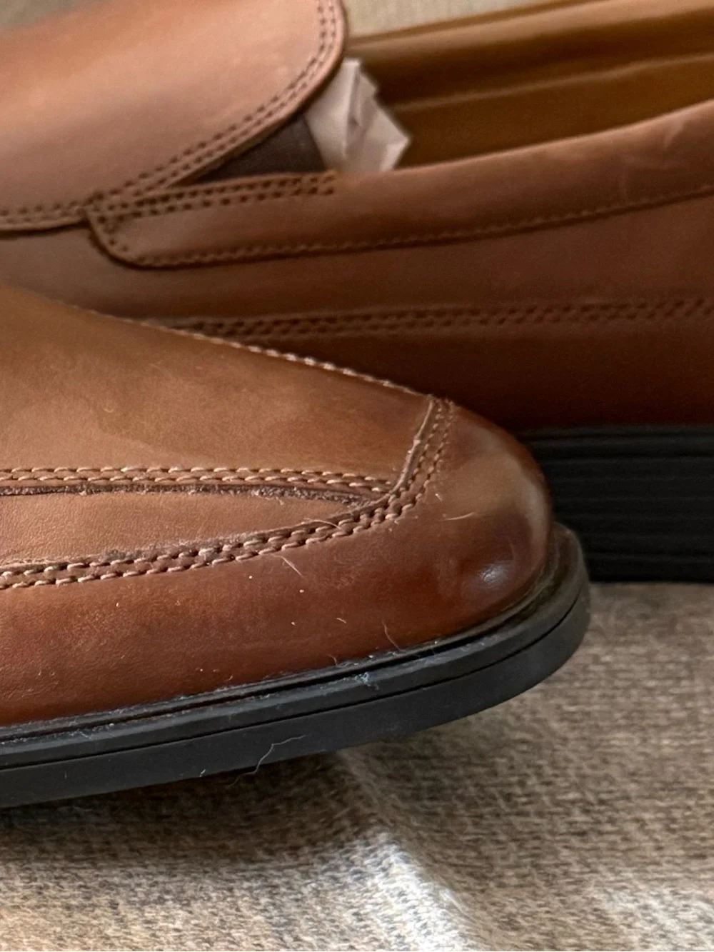 Clarks Men's Tan Leather Slip-On Loafers